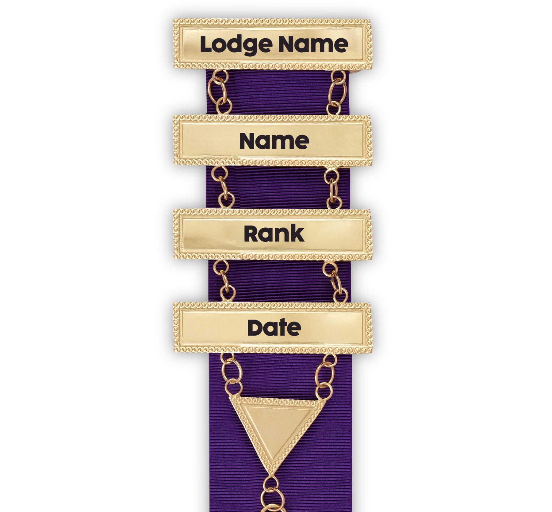 Past Grand Commander Knights Templar Breast Jewel - Engravable Bars With Purple Ribbon - Bricks Masons