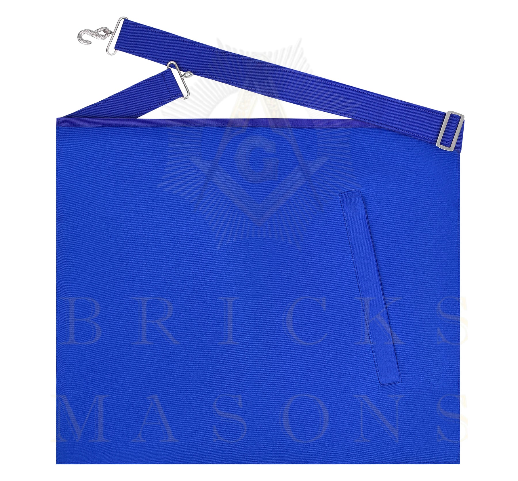 Tyler Blue Lodge Officer Apron - Blue Ribbon With Machine Embroidery Customizable Flap - Bricks Masons