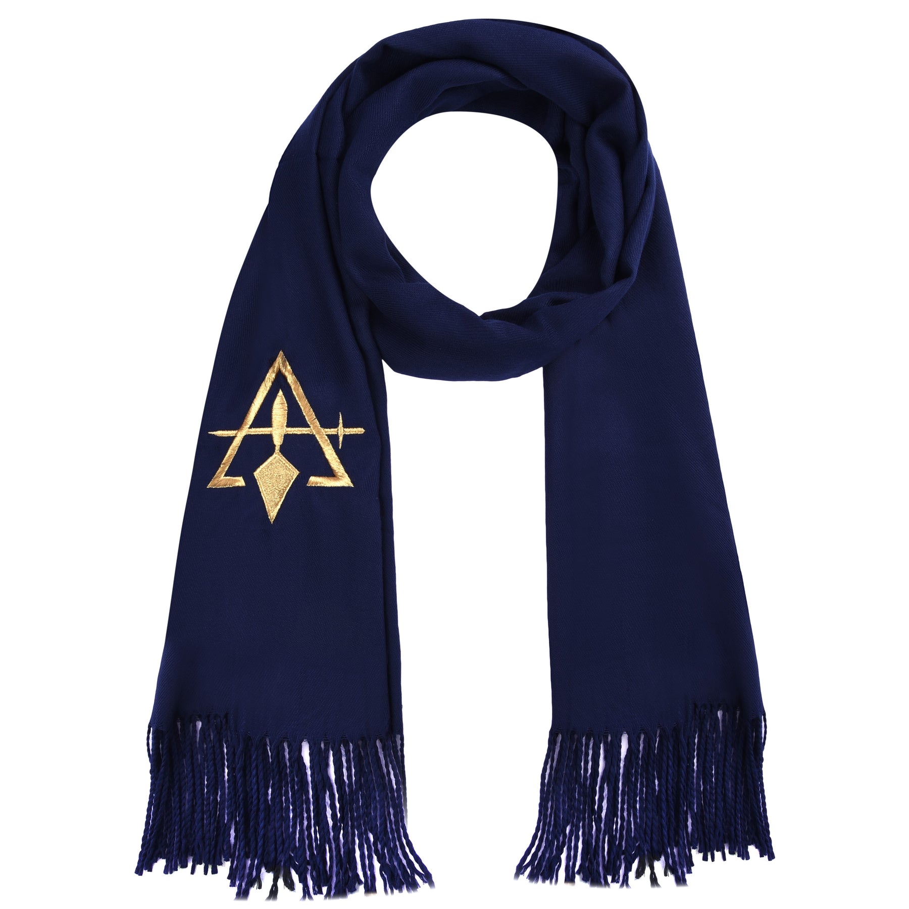 Council Scarf - Blue Embroidery Cashmere - Bricks Masons