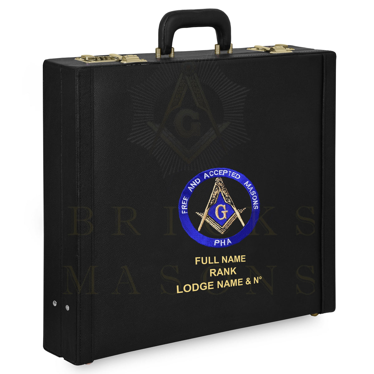 Master Mason Blue Lodge Apron Case - Machine Embroidery Free & Accepted Masons PHA Various Sizes - Bricks Masons