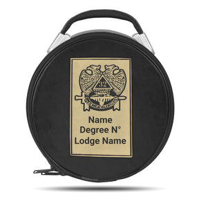 32nd Degree Scottish Rite Crown Cap Case - Double Eagle Machine Embroidery With Metal Plate