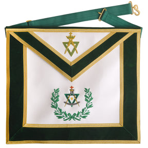 Sovereign Master Allied Masonic Degrees Apron - Green Velvet - Bricks Masons