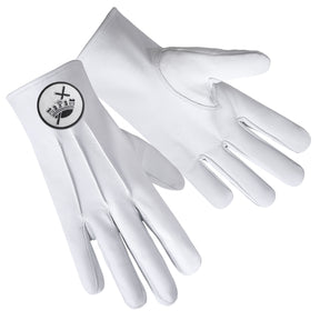 Knights Templar Commandery Glove - Leather With White & Black Patch - Bricks Masons