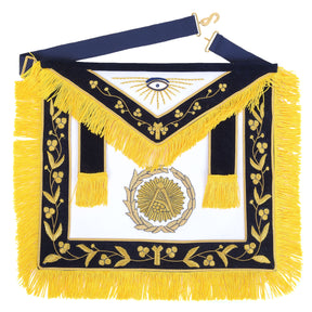 Grand Master Blue Lodge Apron - Black Velvet & Gold Emblem With Wreath - Bricks Masons