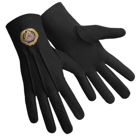 Grand Master Blue Lodge Glove - Pure Black Cotton With Black Patch - Bricks Masons