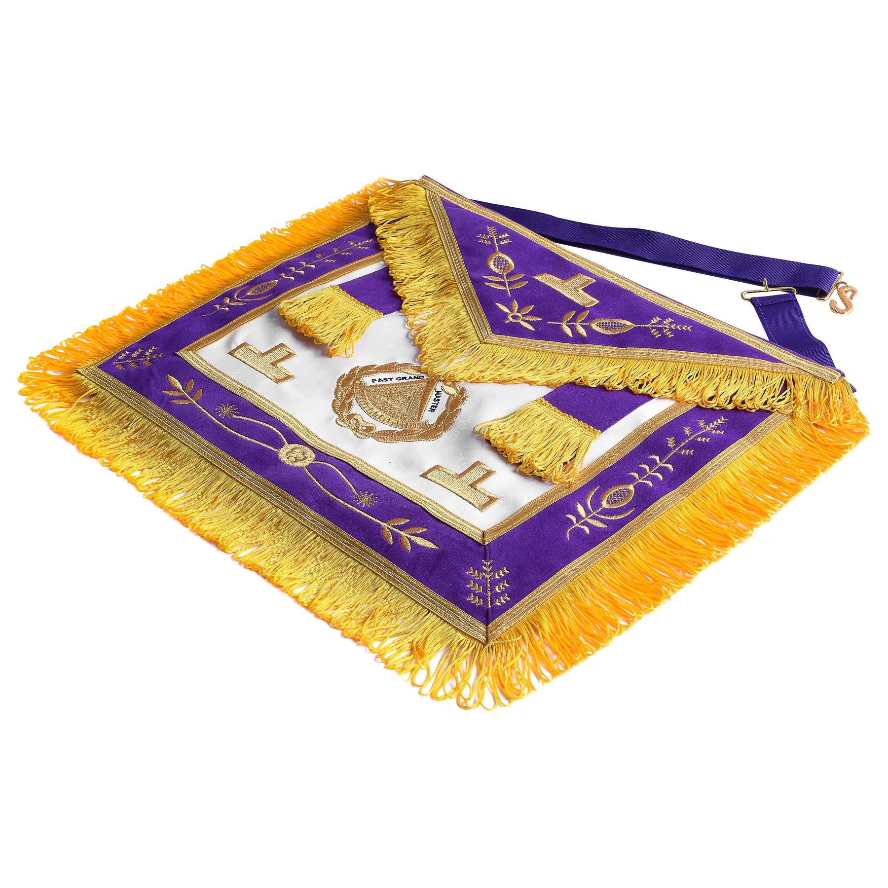 Past Grand Master Blue Lodge Apron - Purple With Gold Emblem With Wreath - Bricks Masons