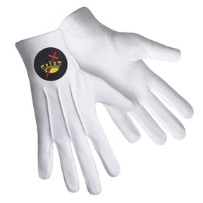 Knights Templar Commandery Glove - Pure Cotton With Black Patch - Bricks Masons