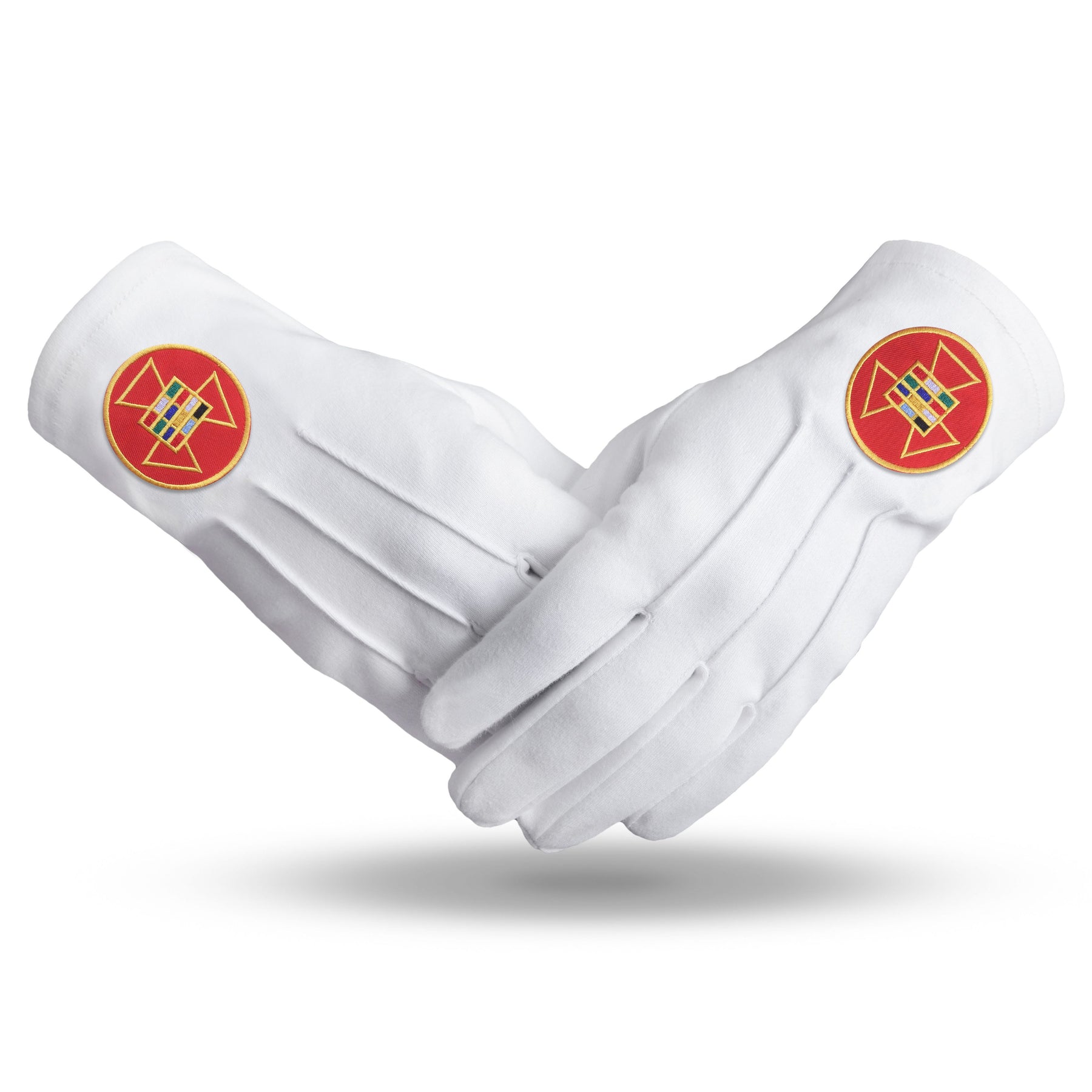 Past High Priest Royal Arch Chapter Glove - Pure Cotton With Red Round Patch - Bricks Masons