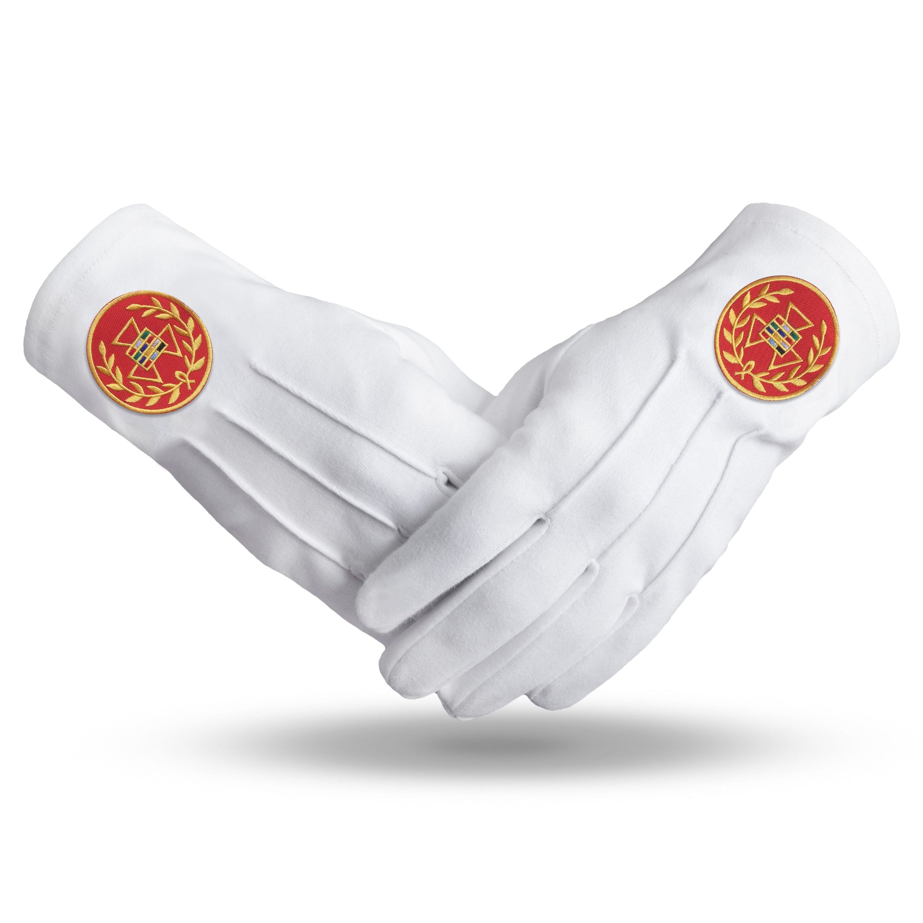 Past Grand High Priest Royal Arch Chapter Glove - Pure Cotton With Red Patch & Wreath - Bricks Masons