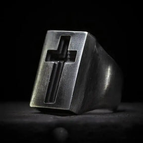 Knights Templar Ring - Stainless Steel Cross - Bricks Masons