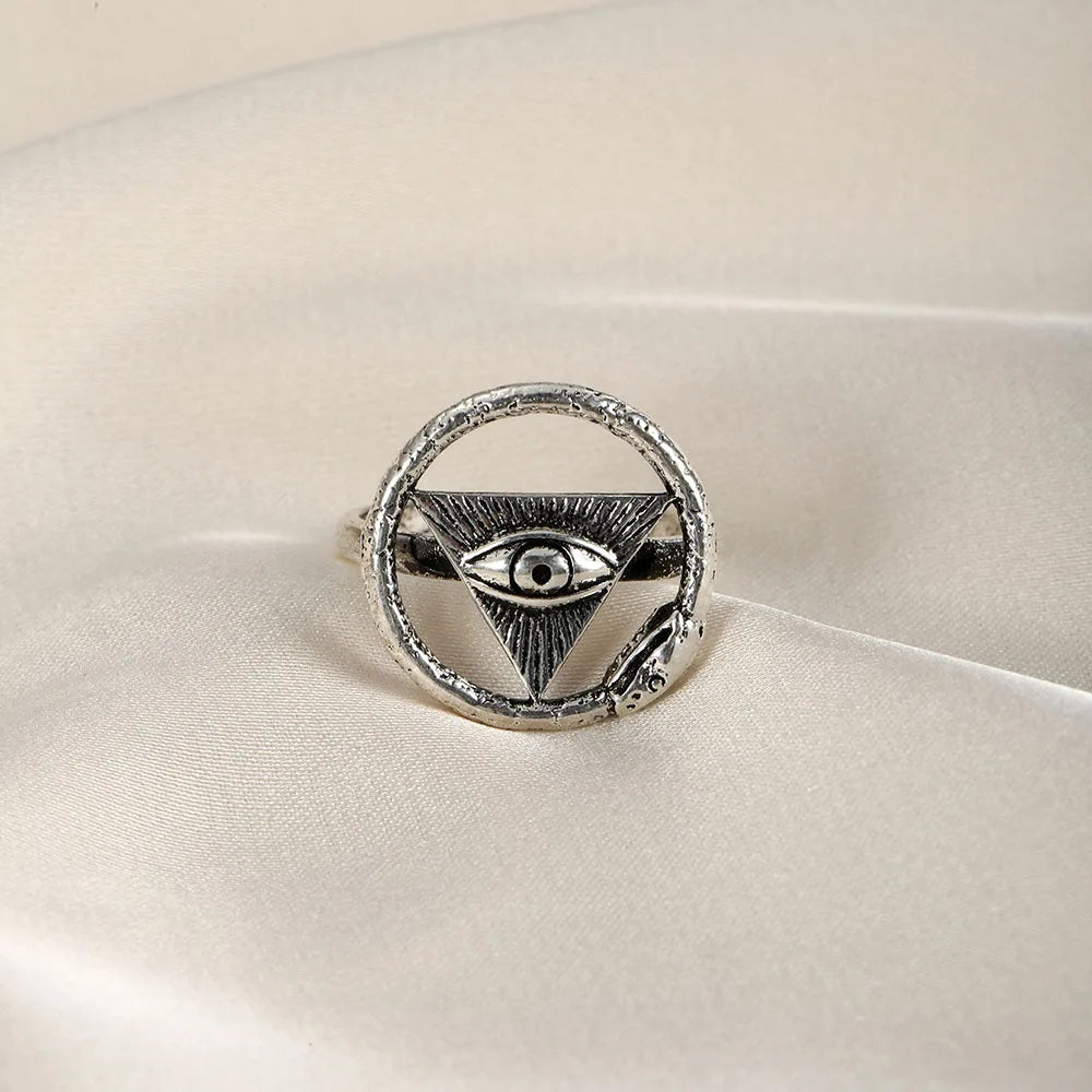 Ring - Gothic Evil Eye Winding Snake - Bricks Masons