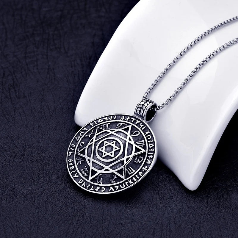 Ancient Israel Necklace - Seal Of Solomon Talisman Hexagram - Bricks Masons