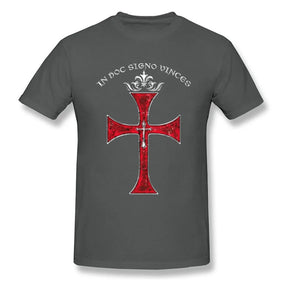 Knights Templar Commandery T-shirt - Printed Black Red Pattern - Bricks Masons