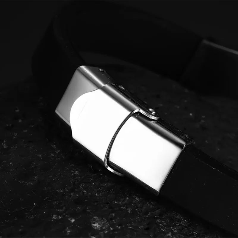 Master Mason Blue Lodge Bracelet - Stainless Steel Black Silicone Bracelet - Bricks Masons