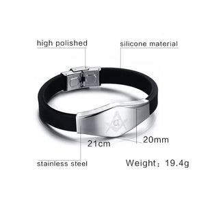 Master Mason Blue Lodge Bracelet - Stainless Steel Black Silicone Bracelet - Bricks Masons