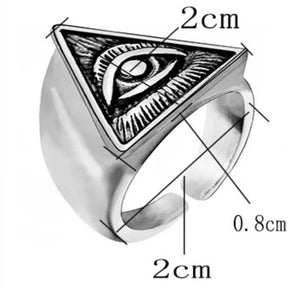 Eye Of Providence Ring - Silver Zinc Alloy With Adjustable Opening - Bricks Masons