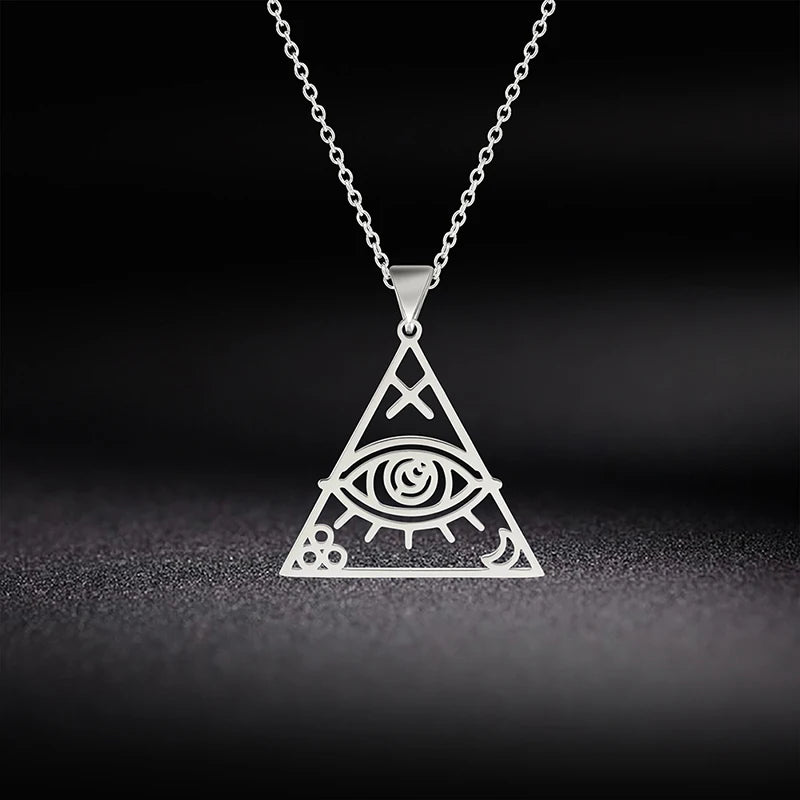 Eye of Providence - All-Seeing Eye Pendant Necklace Stainless Steel - Bricks Masons