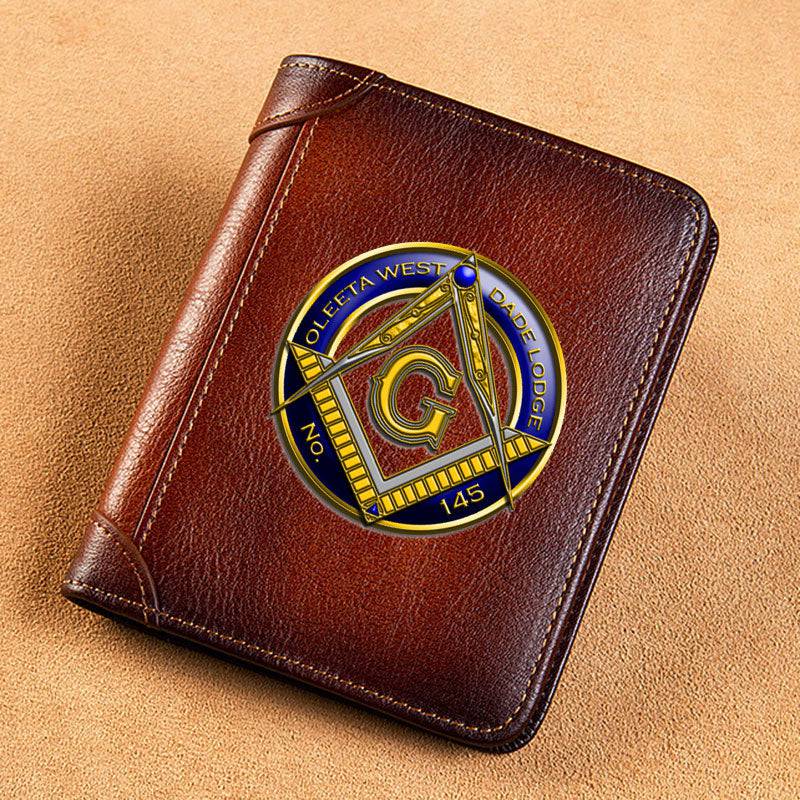 Master Mason Blue Lodge Wallet - GENUINE LEATHER Oleeta West Dade Lodge NO. 145