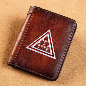 Royal Arch Chapter Wallet - GENUINE LEATHER & Credit Card Holder Brown