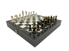 Order Of Malta Chess Set - Black Marble Pattern - Bricks Masons