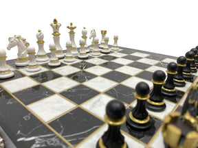 Shriners Chess Set - Black Marble Pattern - Bricks Masons