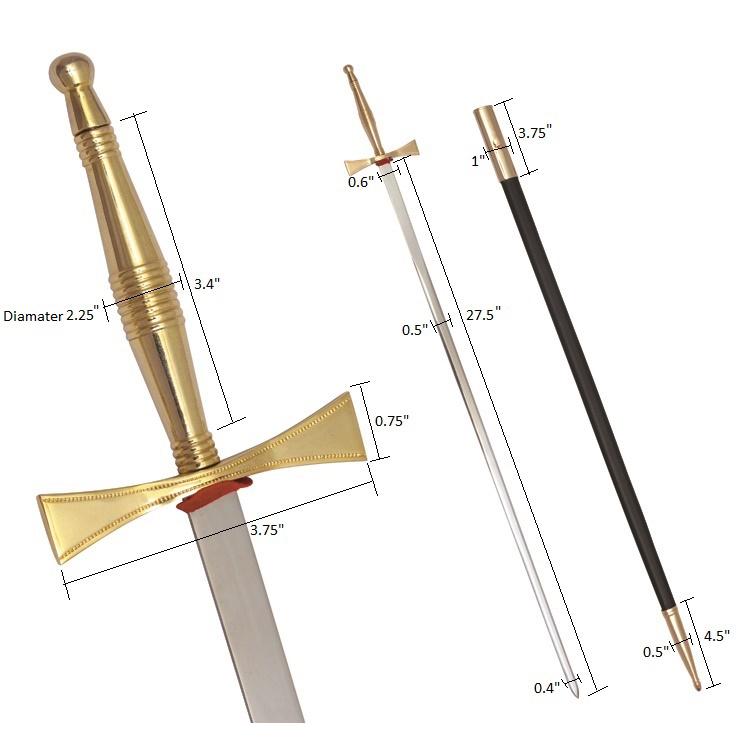 Masonic Sword - Gold Hilt and Black Scabbard