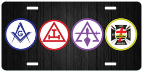 York Rite License Plate Frame - Aluminum UV Resistant Coating - Bricks Masons