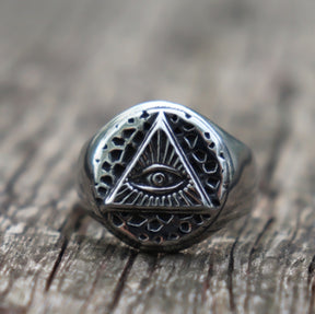 Eye Of Providence Ring - Ancient Silver Color - Bricks Masons