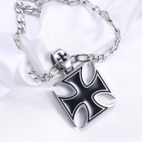 Knights Templar Commandery Necklace - Silver Stainless Steel Cross Pendant - Bricks Masons