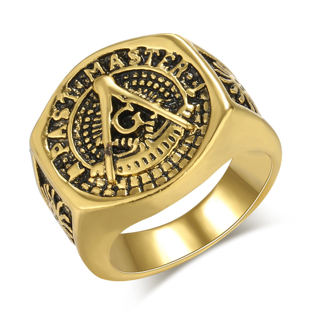 Past Master Blue Lodge Ring - Gold plating - Bricks Masons