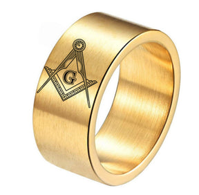 Master Mason Blue Lodge Ring - Matte Brushed Titanium Steel - Bricks Masons