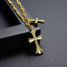 Knights Templar Commandery Necklace - Gold Plated Double Cross Zircon Pendant - Bricks Masons