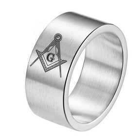 Master Mason Blue Lodge Ring - Matte Brushed Titanium Steel - Bricks Masons