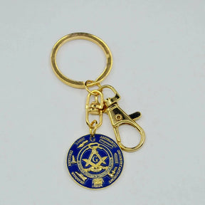 Master Mason Blue Lodge Keychain - Gold And Blue Square & Compass G Tools - Bricks Masons