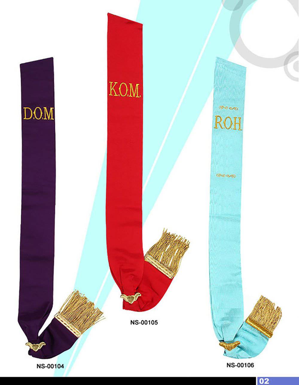 Royal Antediluvian Order of Buffaloes R.A.O.B. Sash - Various Degrees