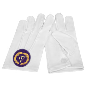 Grand Council Gloves - White Cotton With Purple Patch - Bricks Masons
