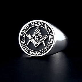 Master Mason Blue Lodge Ring – S&amp;C G Virtus Junxit Mors Non Separabit Sterling