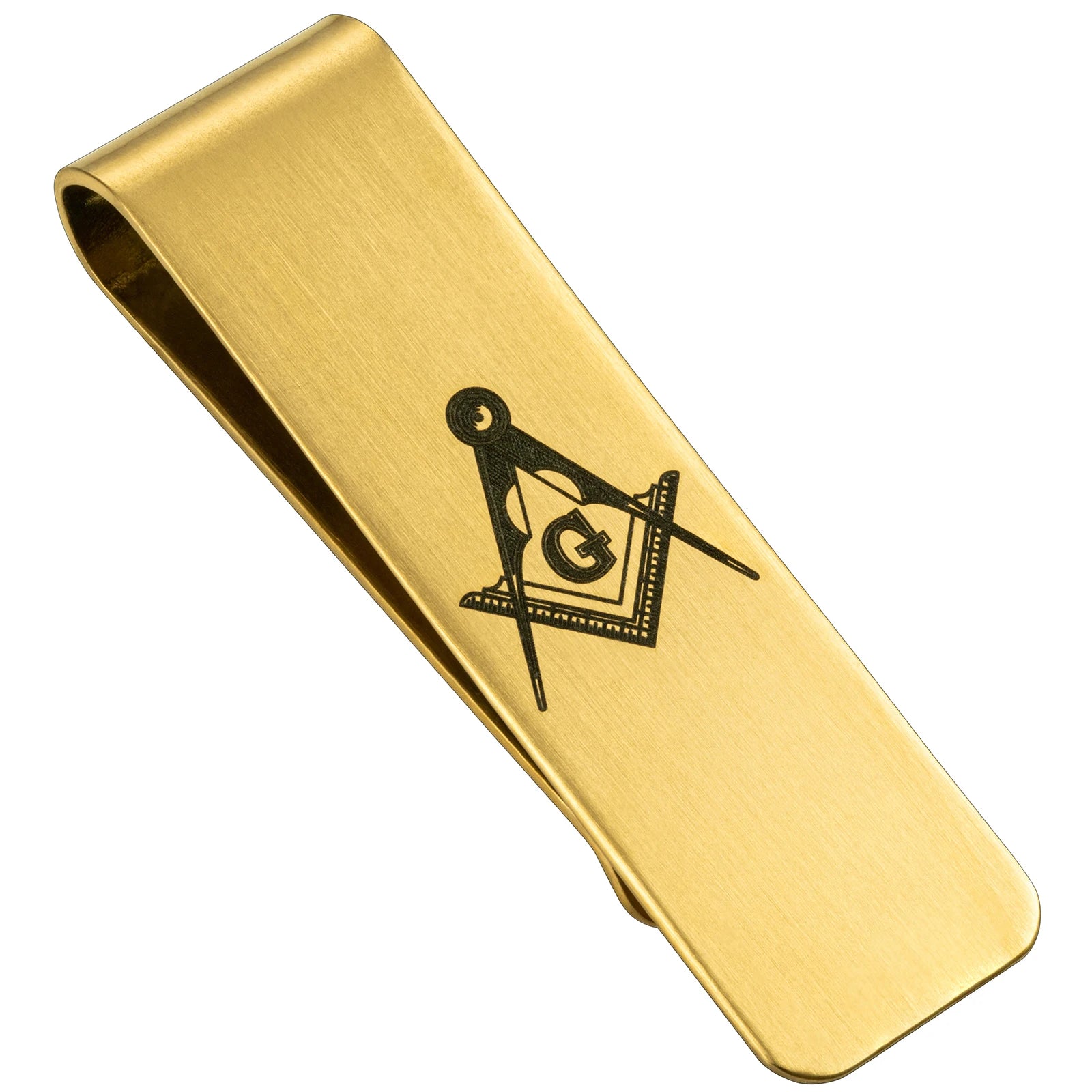Master Mason Blue Lodge Money Clip - Gold Plated Stainless Steel Square & Compass G - Bricks Masons