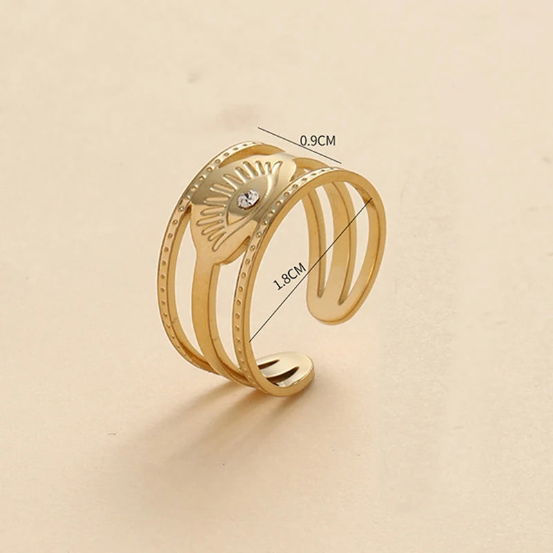 Eye Of Providence Ring - Stainless Steel Gold Plated - Bricks Masons