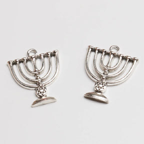 15pcs Silver Plated Judaism Holy Candlestick Pendant DIY Charms Bracelet Earrings Hanukkah Jewelry Crafts Making 24*20mm A1647 - Bricks Masons