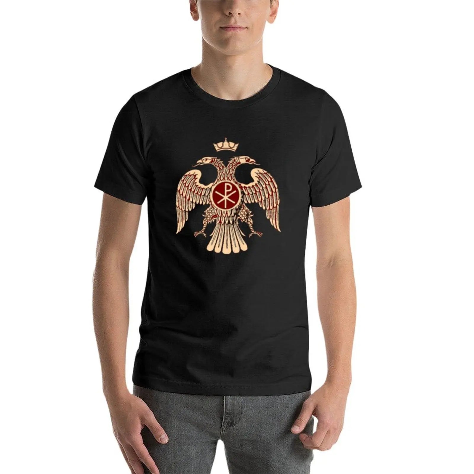 Red Cross Of Constantine T-Shirt - Byzantine Eagle Design