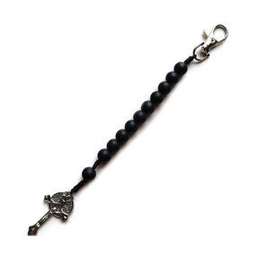 Knights Templar Commandery Bracelet - Saint Benedict Black Glass Beads