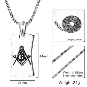 Master Mason Blue Lodge Necklace - Military Tag Titanium