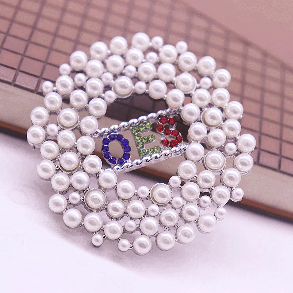 OES Brooch - Order Eastern Star Pearls