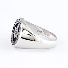 Master Mason Blue Lodge Ring – S&amp;C G Virtus Junxit Mors Non Separabit Sterling
