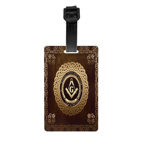 Master Mason Blue Lodge Luggage Tag -  Privacy Strap for Travel Bags - Bricks Masons