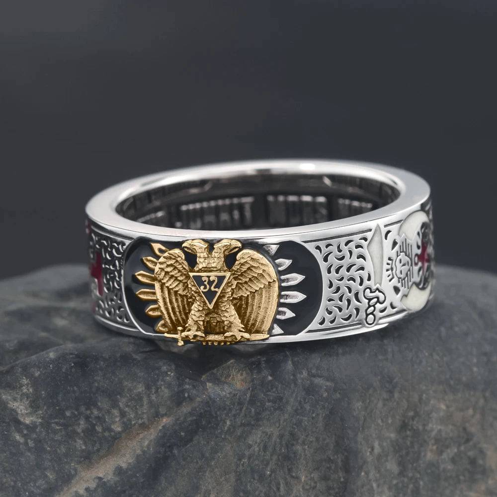Shriners RING - 925 STERLING SILVER/ 14K REAL GOLD EAGLE - Bricks Masons
