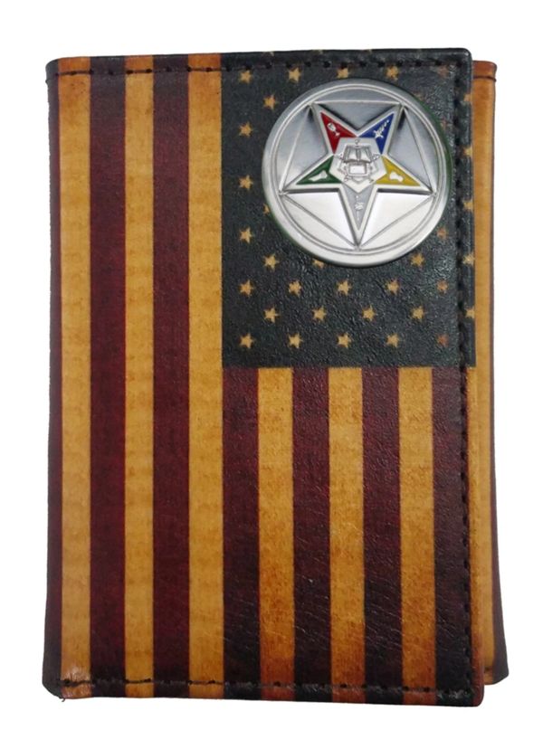OES Wallet - Eastern Star With United States Flag - Bricks Masons