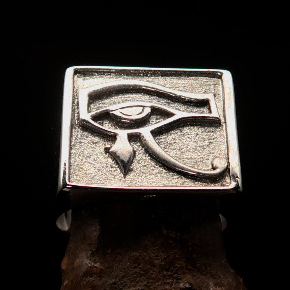 Ancient Egypt Keychain - Squared Eye of Horus Sterling Silver - Bricks Masons
