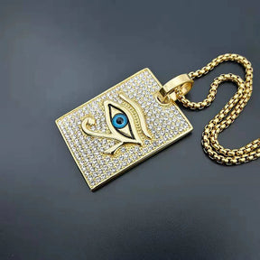 Ancient Egypt Necklace - Eye Of HorusGold Color Stainless Steel - Bricks Masons